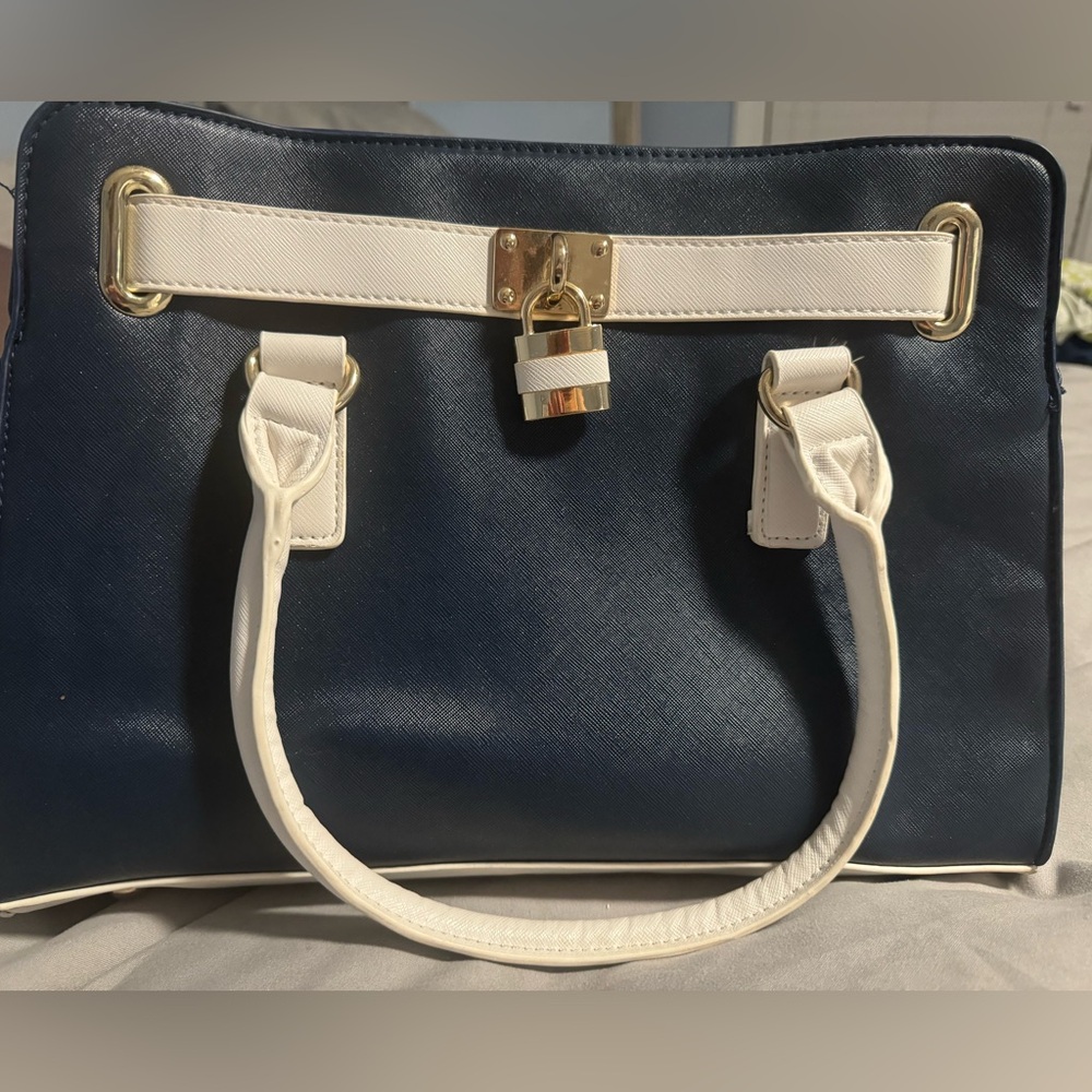 Navy Blue and White Purse